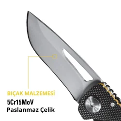 CAT DA980010 Kemer Askı Kancalı Katlanabilir 12CM Paslanmaz Çelik Kamp Çakısı