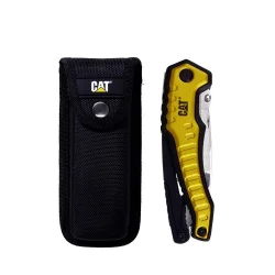 CAT DA980045 9 IN 1 Çok Fonksiyonlu Katlanabilir 27CM Paslanmaz Çelik Sarı Kamp Çakısı Bıçağı + Taşıma Kılıfı
