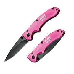 CAT DA980060 Kemer Askı Kancalı Katlanabilir 15CM Paslanmaz Çelik Pembe Kamp Çakısı