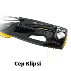 CAT DA980266 Kemer Askı Kancalı Karabinalı Katlanabilir 13CM Paslanmaz Çelik Siyah Kamp Çakısı