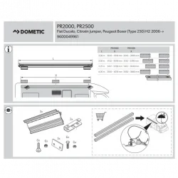 DOMETIC Siyah Duc-Jump-Boxer-Transit 3 Parçalı Montaj Kiti PR2000-2500