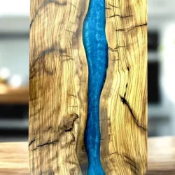 Epoksi Kesme ve Sunum Tahtası Mavi Nehir