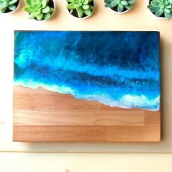 Epoksi Kesme ve Sunum Tahtası Okyanusla Birlikte
