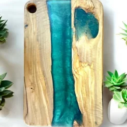 Epoksi Kesme ve Sunum Tahtası Zümrüt Akış