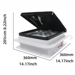 Karavan Tavan Heki 12v 36x36 Cm Led Işıklı Çift Yön Fanlı Sineklikli