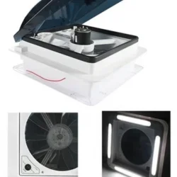 Karavan Tavan Heki 12v 36x36 Cm Led Işıklı Çift Yön Fanlı Sineklikli