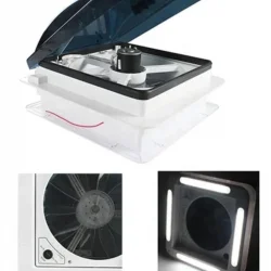Karavan Tavan Heki 12V 42*42 cm Led Işıklı Çift Yönlü Fanlı Sineklikli