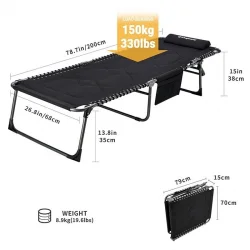 Kingcamp Bavaria Cozy Cot Siyah Sezlong