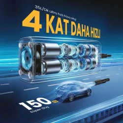 KOBB KB426 12V / Şarjlı Li-ion 150 PSI Dijital Göstergeli Akıllı Lastik Şişirme Pompası+ Powerbank + SOS + Led Lamba