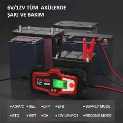 KOBB KBS6A 6/12V 150A Dijital Akü Şarj / Akü Bakım / Desülfatör ve Power Supply