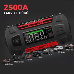 Lokithor J2500 12V 2500Amp LiFePO4 Akıllı Akü Takviye + Powerbank + Led Lamba