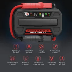 Lokithor J403HD 12V 10.000Amp Li-Polimer Akıllı Akü Takviye + Powerbank + Led Lamba