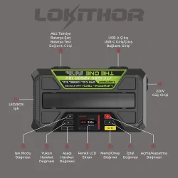Lokithor JTC4250 12V/220V 4250Amp LiFePO4 Akıllı Akü Test + Akü Takviye + Akü Şarj Cihazı