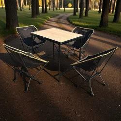 Mdf Katlanır Masa Büyük + 4 Pratik Sandalye Set
