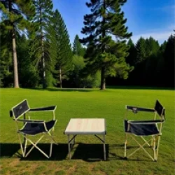 Mdf Katlanır Masa Küçük + 2 Mogan Sandalye Set