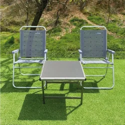 Mdf Katlanır Masa Küçük + 2 Plaj Sandalye Set