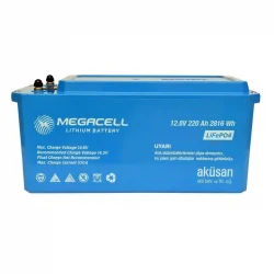 Megacell 12.8V 220Ah LiFePO4 Lityum Demir Fosfat Akü(ABS Kasa)
