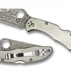 Spyderco Delica Titanium Damascus Caki