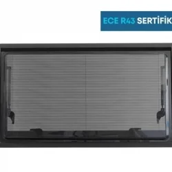 SUGA 50x35 cm Amortisörlü Karavan Penceresi Çift Akrilik Cam Sineklik & Güneşlik