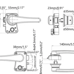 SUGA Karavan & Tekne Banyo Kapı Kilidi ve Kolu – 15-18 mm