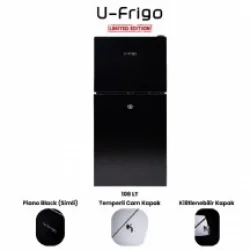 U-Frigo 108 Lt Limited Edition 12/24v Kompresörlü Buzdolabı Temperli Cam Kapak Siyah