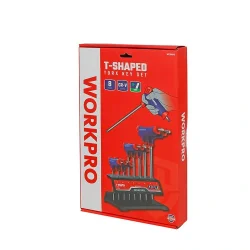 WORKPRO WP200543 8 Parça CR-V T Tipi Uzun Delikli Torx Profesyonel Allen Anahtar Takımı