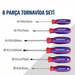 WORKPRO WP200551 21 Parça CR-V Duvar Askı Aparatlı Profesyonel Manyetik Tornavida Seti