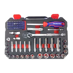 WORKPRO WP202524 1/4’ 3/8’’ Metrik 75 Parça Cr-V Profesyonel Lokma Takımı