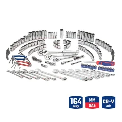 WORKPRO WP202530 1/4’ 3/8’’ 1/2’ Metrik/İnç 164 Parça Cr-V Ağır Hizmet Lokma ve Kombine Anahtar Takımı