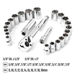 WORKPRO WP202541 3/8’ CR-V 24 Parça Metrik/İnç Ağır Hizmet Lokma Takımı