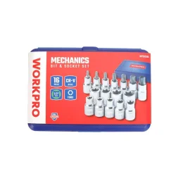 WORKPRO WP202596 1/2’ CR-V 16 Parça Ağır Hizmet Torx Lokma Soketi / Ucu