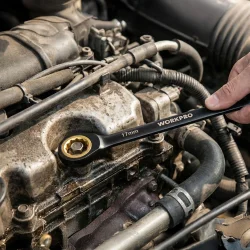 WORKPRO WP202602 8-19mm 9 Parça CR-V Profesyonel Cırcır Kombine Anahtar Takımı + Bez Taşıma Kılıfı