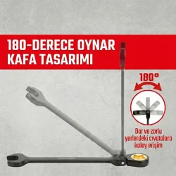 WORKPRO WP202603 8-17mm 8 Parça CR-V Profesyonel Mafsallı Cırcır Kombine Anahtar Takımı + Bez Taşıma Kılıfı