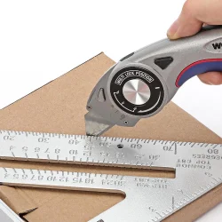 WORKPRO WP211013 Ağır Hizmet Alüminyum Gövde Açı Ayarlı Katlanır Rötuş Maket Bıçağı + 5 Adet Yedek Bıçak