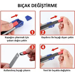 WORKPRO WP212022 18MM Ağır Hizmet Alüminyum Kasa Maket Bıçağı + 10 Adet Yedek Bıçak