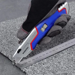 WORKPRO WP213012 Ağır Hizmet Alüminyum Gövde Geri Çekilebilir Rötuş Maket Bıçağı + 4 Adet Yedek Bıçak