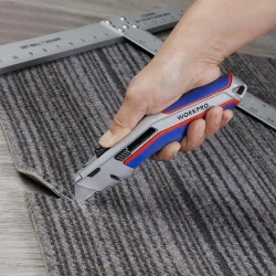 WORKPRO WP213015 Ağır Hizmet Alüminyum Gövde Otomatik Geri Çekilebilir Rötuş Maket Bıçağı + 5 Adet Yedek Bıçak