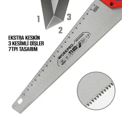 WORKPRO WP215007 500mm SK5 7 TPI Ağır Hizmet Tipi El Testeresi