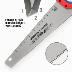 WORKPRO WP215035 350mm SK5 7 TPI Ağır Hizmet Tipi El Testeresi