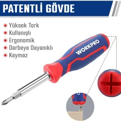 WORKPRO WP221306 15-IN-1 Çok Fonksiyonlu Değişken Uçlu Profesyonel Tornavida Seti + Bel Askı Kılıfı