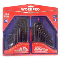 WORKPRO WP222018 30 Parça Uzun Boy CR-V Metrik/İnç Profesyonel Allen Anahtar Takımı