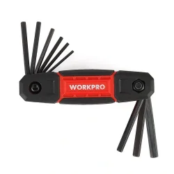 WORKPRO WP222029 9 Parça CR-V İnç Çakı Tipi Profesyonel Allen Anahtar Takımı