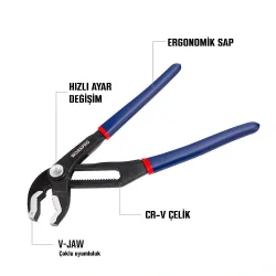 WORKPRO WP231086 200MM CR-V Profesyonel Ayarlı Düğmeli Fort Pense