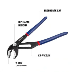 WORKPRO WP231087 250MM CR-V Profesyonel Ayarlı Düğmeli Fort Pense