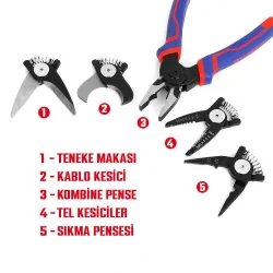 WORKPRO WP231144 200MM 5 IN 1 Çok Fonksiyonlu Profesyonel Pense Seti