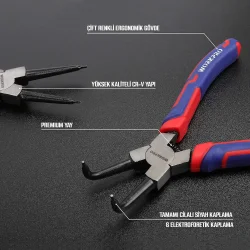 WORKPRO WP231153 180MM Cr-V Eğri Uçlu Yaylı Profesyonel Dış Segman Pensesi