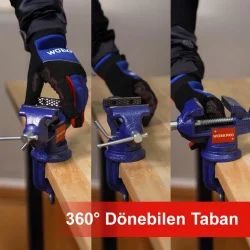 WORKPRO WP233010 65mm 360° Döner Tabanlı Örslü Profesyonel Mini Tezgâh Mengene