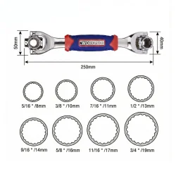 WORKPRO WP272018 8 IN 1 Mafsallı Çok Fonksiyonlu Profesyonel Lokma Anahtarı