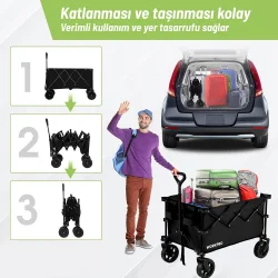 WORKPRO WP285015 80Kg 4 Tekerli Katlanabilir Ağır Hizmet Taşıma Arabası