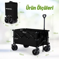 WORKPRO WP285016 100Kg 4 Tekerli Katlanabilir Ağır Hizmet Taşıma Arabası / Plaj Arabası